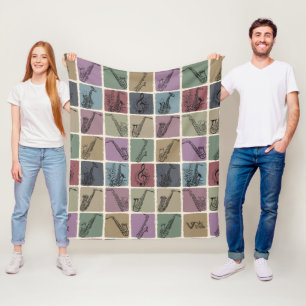 Vintage Saxophone Music Blanket for Cosy Gift