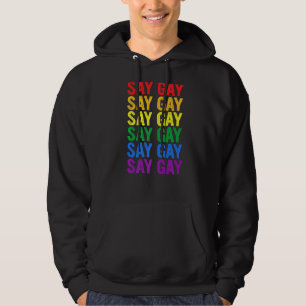Vintage Say Gay We Say Gay Florida Lgbt Pride Mont Hoodie
