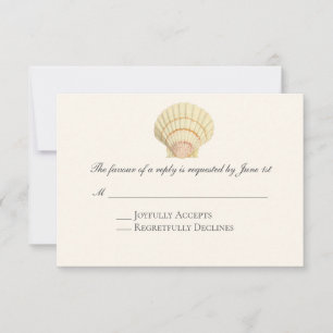 Vintage Scallop Single Seashell Wedding RSVP Card