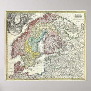 Vintage Scandinavia Map Poster