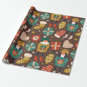 Vintage Scandinavian Christmas Holiday Wrapping Paper