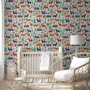 Vintage Scandinavian Folk Art Nordic Boho Pattern Wallpaper
