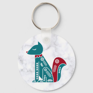 Vintage Scandinavian Squirrel on Marble Key Ring