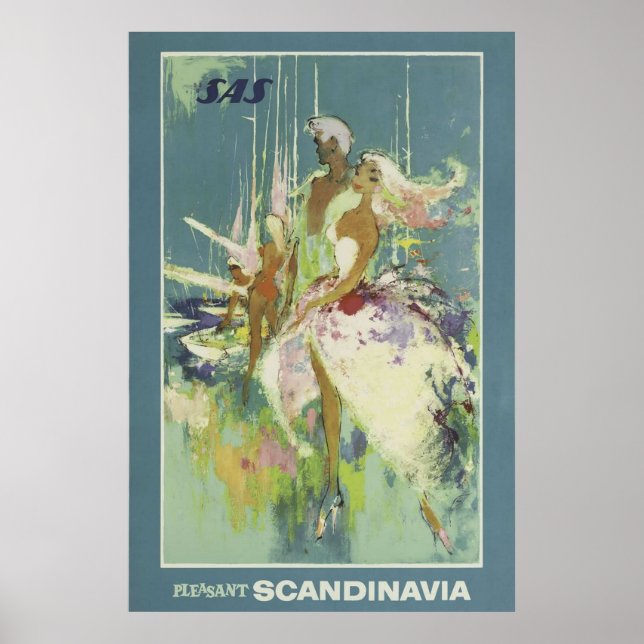 Vintage Scandinavian Travel poster, Retro Poster (Front)