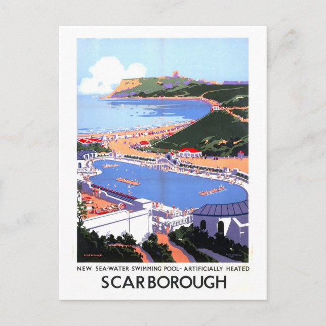 Vintage Scarborough England Travel Poster Postcard (Front)