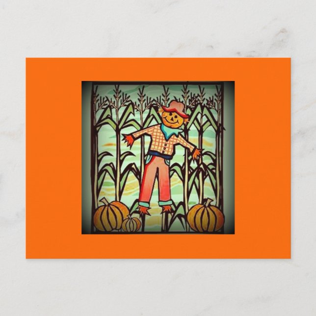 Vintage Scarecrow Postcard (Front)