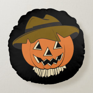 Vintage Scarecrow Round Pillow