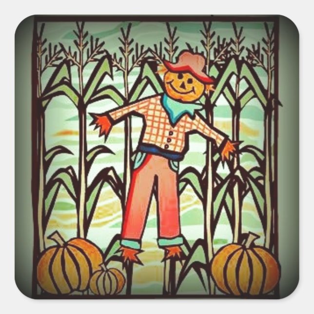 Vintage Scarecrow Square Sticker (Front)