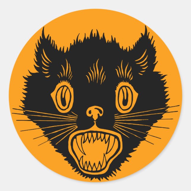 Vintage Scared Cat Halloween Sticker (Front)