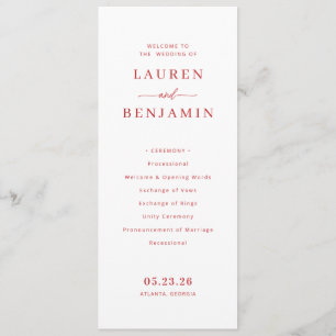 Vintage Scarlet Château Wedding Programme