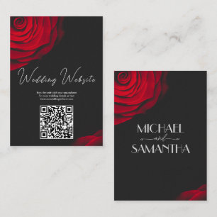 Vintage scarlet red rose petal flower wedding enclosure card