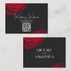 Vintage scarlet red rose petal flower wedding enclosure card