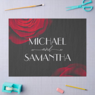 Vintage scarlet red rose petal flower wedding tissue paper