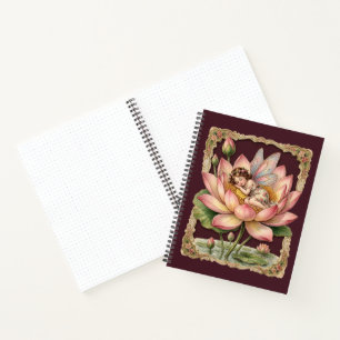 Vintage Scarp Picture - Fairy sleeping in Lotus 4 Notebook