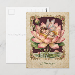 Vintage Scarp Picture - Fairy sleeping in Lotus 4 Postcard