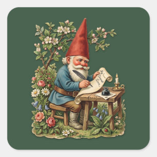Vintage Scarp Picture - GARDEN GNOMES 20 Square Sticker