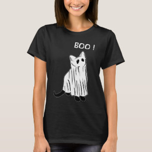 vintage Scary black cat with spooky costume ghost T-Shirt