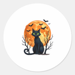 Vintage Scary Christmas Cat Costume Retro Cat Moon Classic Round Sticker