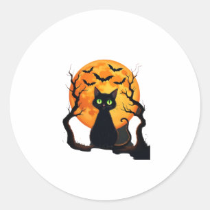 Vintage Scary Christmas Cat Costume Retro Cat Moon Classic Round Sticker