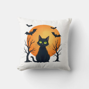 Vintage Scary Christmas Cat Costume Retro Cat Moon Cushion