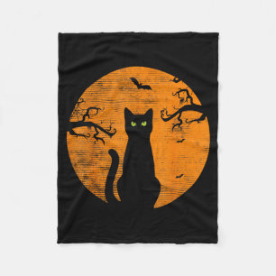 Vintage Scary Christmas Cat Costume Retro Cat Moon Fleece Blanket