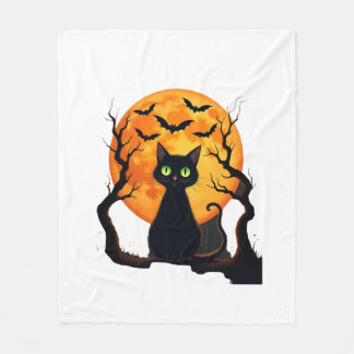 Vintage Scary Christmas Cat Costume Retro Cat Moon Fleece Blanket