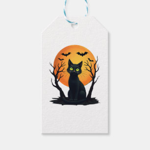 Vintage Scary Christmas Cat Costume Retro Cat Moon Gift Tags