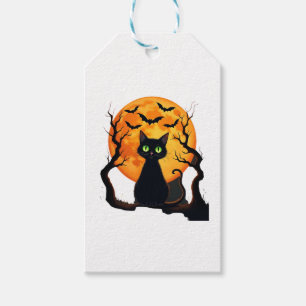 Vintage Scary Christmas Cat Costume Retro Cat Moon Gift Tags