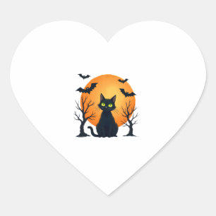 Vintage Scary Christmas Cat Costume Retro Cat Moon Heart Sticker