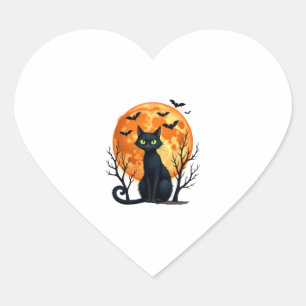 Vintage Scary Christmas Cat Costume Retro Cat Moon Heart Sticker