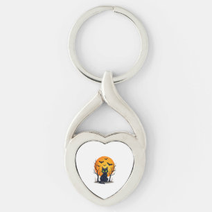 Vintage Scary Christmas Cat Costume Retro Cat Moon Key Ring