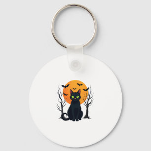 Vintage Scary Christmas Cat Costume Retro Cat Moon Key Ring