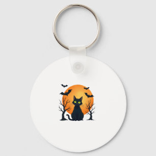Vintage Scary Christmas Cat Costume Retro Cat Moon Key Ring