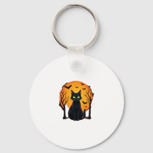 Vintage Scary Christmas Cat Costume Retro Cat Moon Key Ring