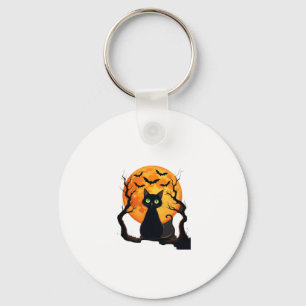 Vintage Scary Christmas Cat Costume Retro Cat Moon Key Ring