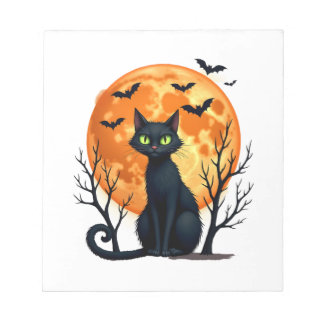 Vintage Scary Christmas Cat Costume Retro Cat Moon Notepad