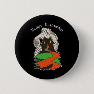 Vintage Scary Ghost Hovering Over A Spooky Haunted 6 Cm Round Badge