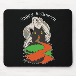 Vintage Scary Ghost Hovering Over A Spooky Haunted Mouse Mat