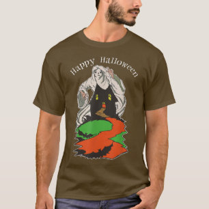 Vintage Scary Ghost Hovering Over A Spooky Haunted T-Shirt