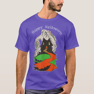 Vintage Scary Ghost Hovering Over A Spooky Haunted T-Shirt