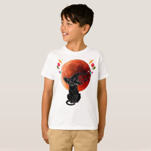 Vintage Scary Halloween 2025 Black Cat Full Moon T-Shirt