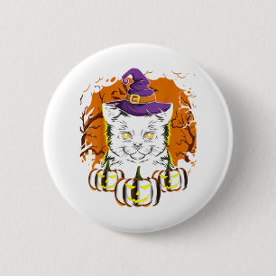 Vintage Scary Halloween Black Cat Costume Witch Ha 6 Cm Round Badge