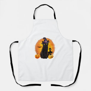 Vintage Scary Halloween Black Cat Costume Witch Ha Apron