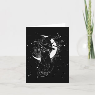 Vintage Scary Halloween Black Cat Costume Witch Ha Card