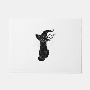 Vintage Scary Halloween Black Cat Costume Witch Ha Doormat