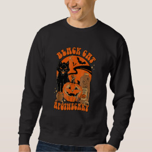 Vintage Scary Halloween Black Cat Costume Witch Ha Sweatshirt