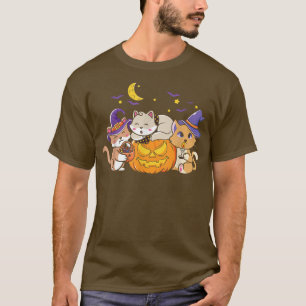 Vintage Scary Halloween Black Cat Costume Witch Ha T-Shirt