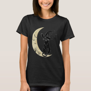 Vintage Scary Halloween Black Cat Costume Witch Ha T-Shirt
