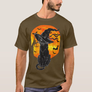 Vintage Scary Halloween Black Cat Costume Witch Ha T-Shirt