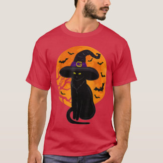 Vintage Scary Halloween Black Cat Costume Witch Ha T-Shirt